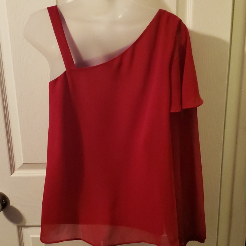 Ann Taylor Factory Red Ruffle Top - Picture 3 of 5